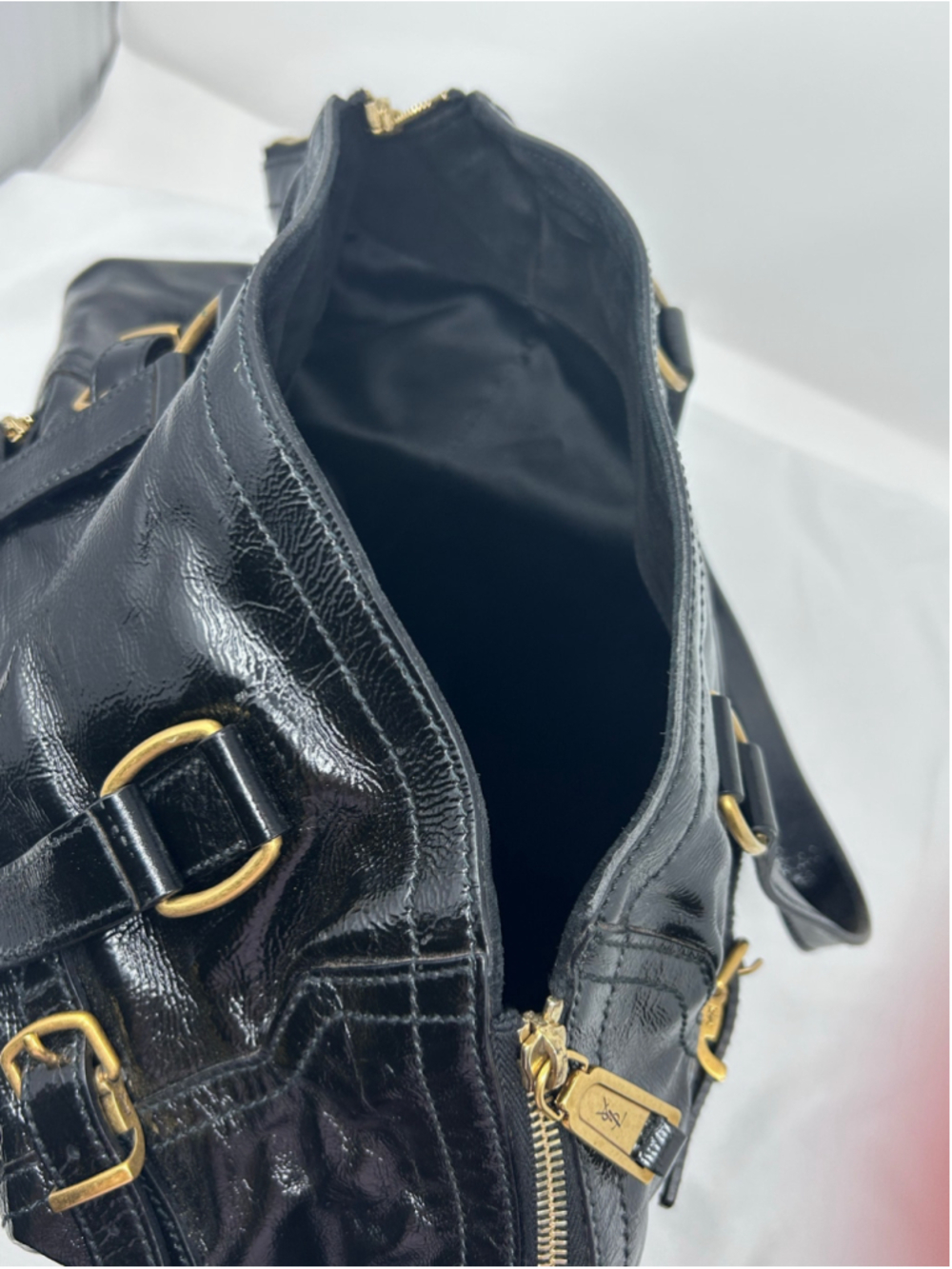 YSL Downtown Tote Black Patent Leather Large Shoulder Bag Gold Hardware - Picture 10 of 16